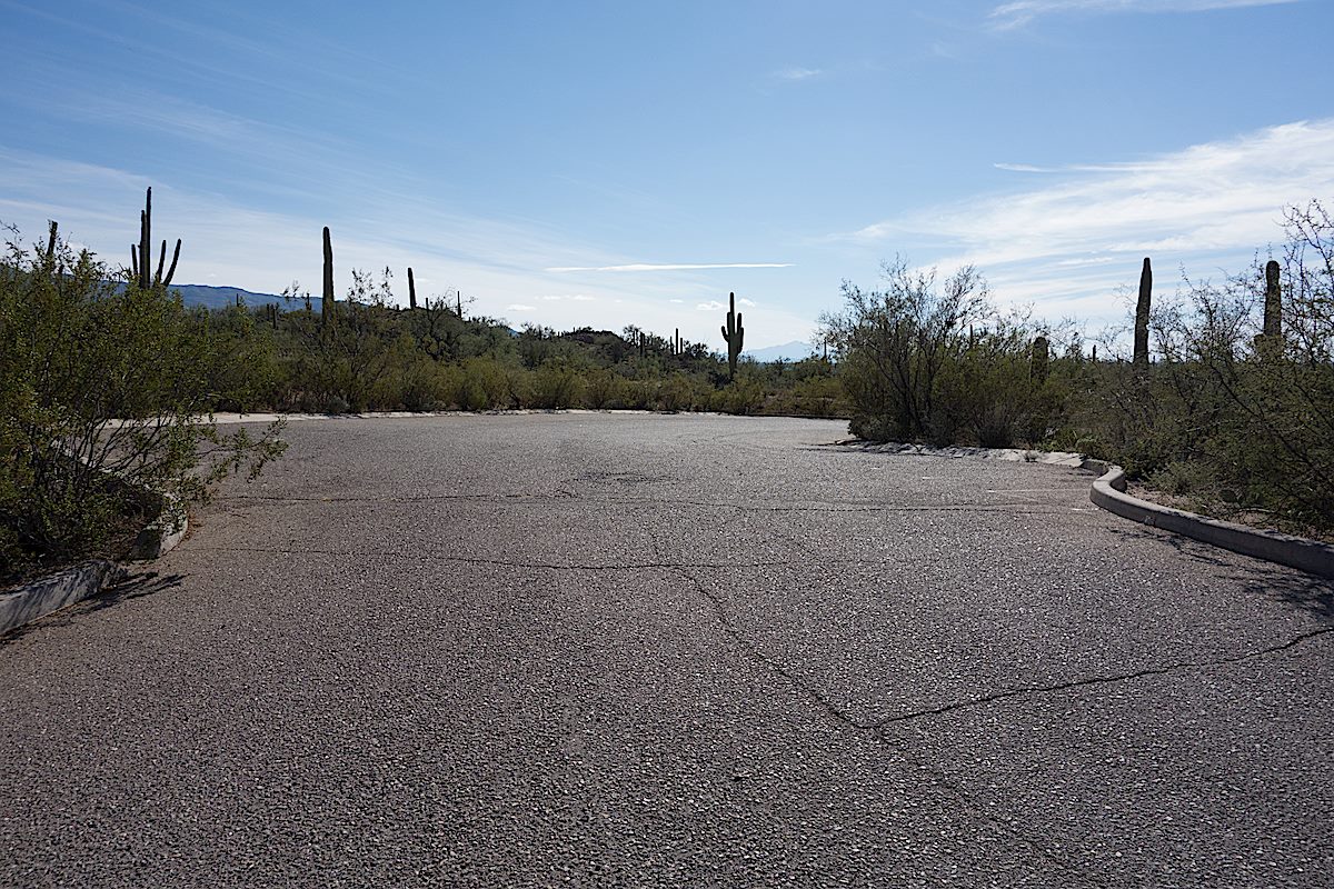 Paved parking at the Agua Caliente Hill South Trailhead. December 2014.