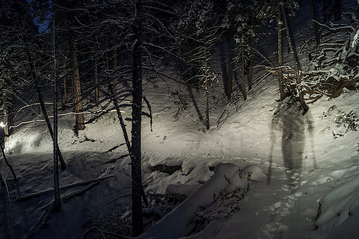 Night on the Green Mountain Trail. December 2013.