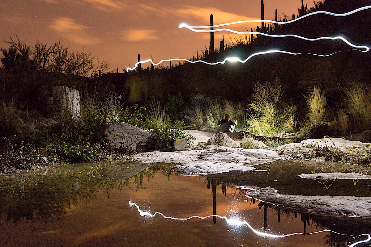 Enjoying the pools and the night on the La Milagrosa Trail at La Milagrosa Canyon crossing. March 2015.