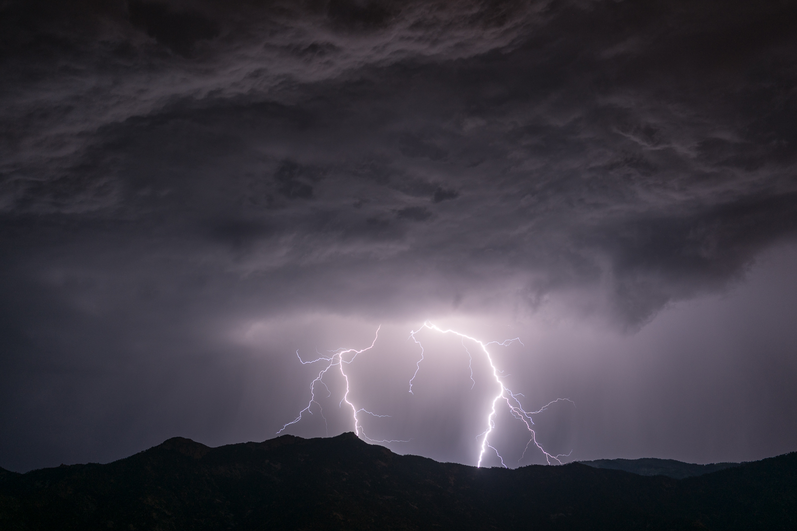 Lightning over Samaniego Ridge on the west side of the Santa Catalina Mountains - taken from the Golder Ranch area. July 2016.