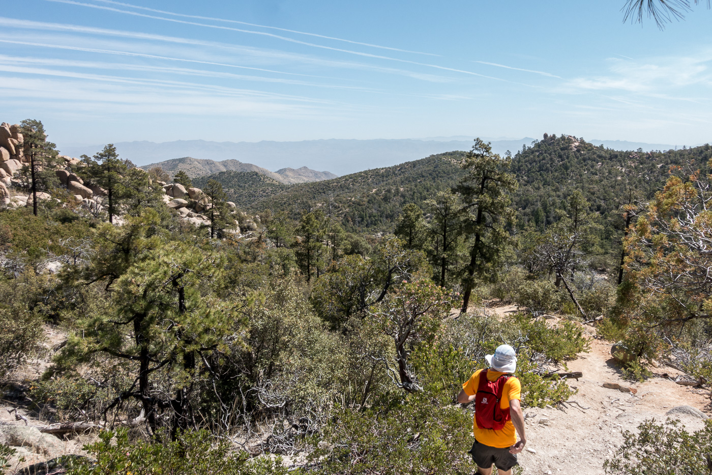 Running an upper section of the trail - the Brush Corral Trail is easy to follow and in decent shape down the junction with the Brush Corral Shortcut Trail. April 2017.