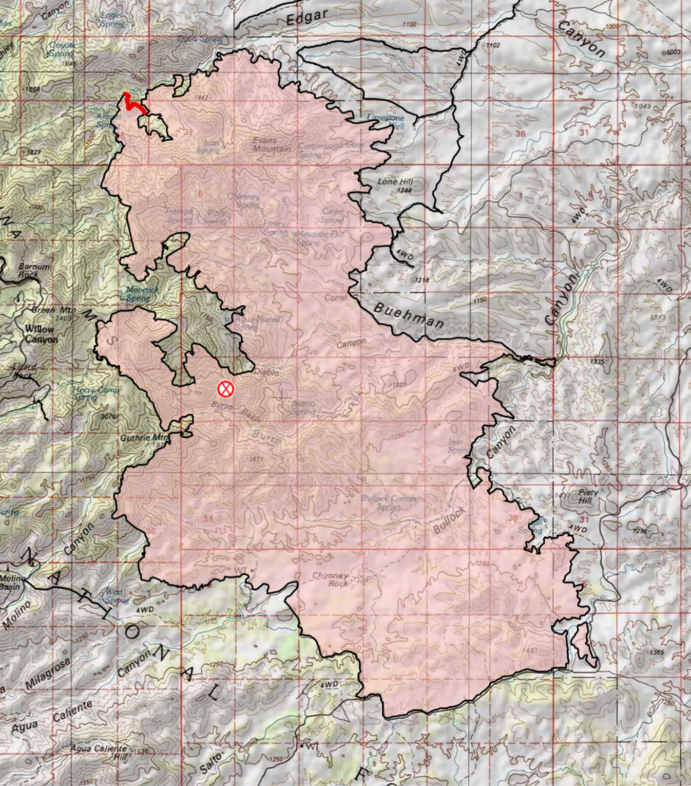 Burro Fire Topo Map - Final Update. July 2017.