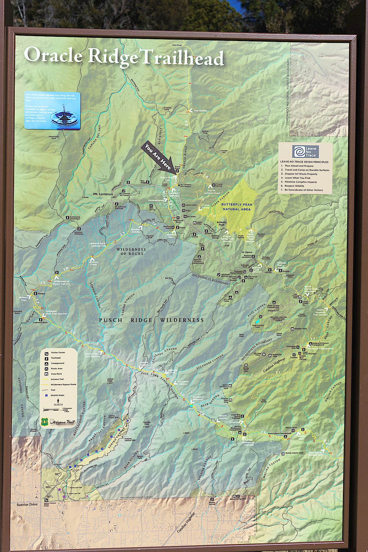 Older Oracle Ridge Trailhead Map Sign. August 2014.