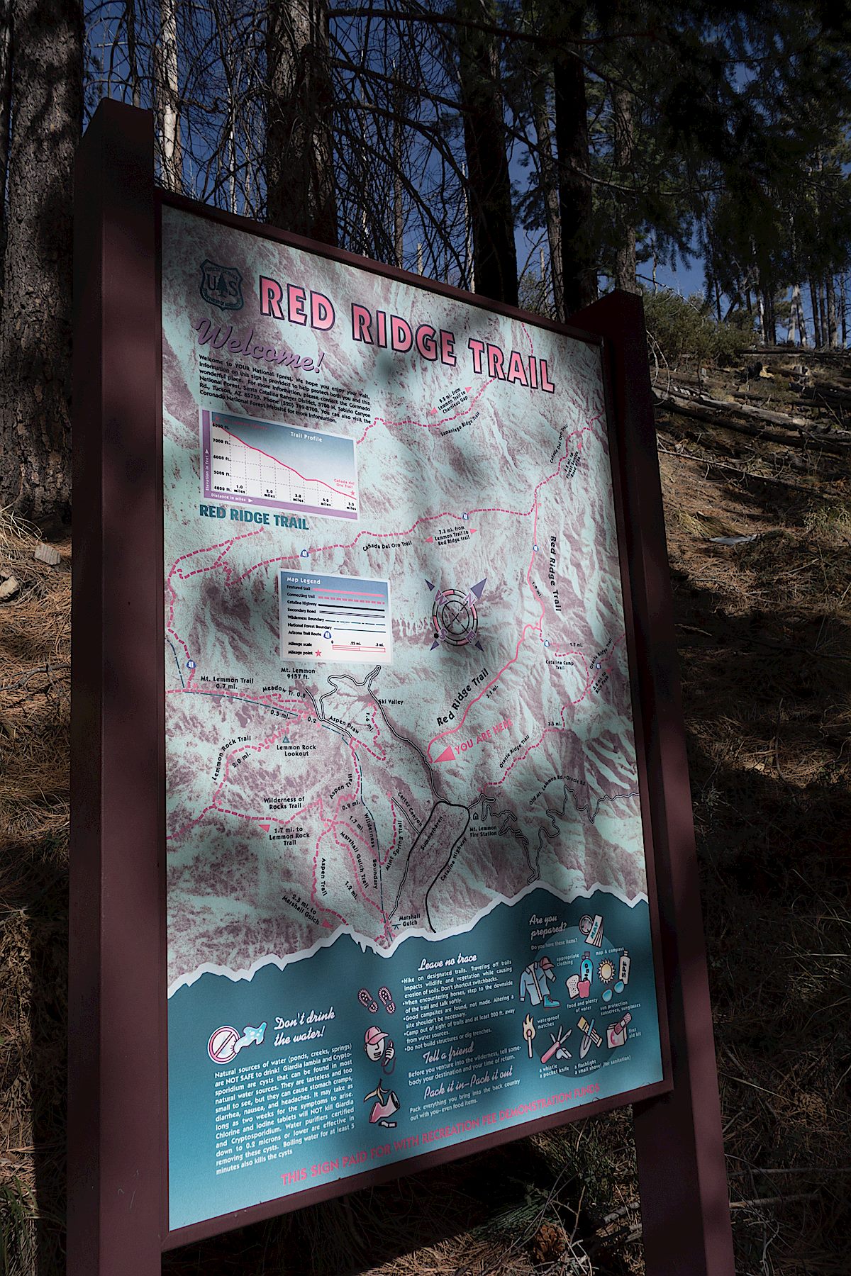 Red Ridge Trail Map sign. December 2013.