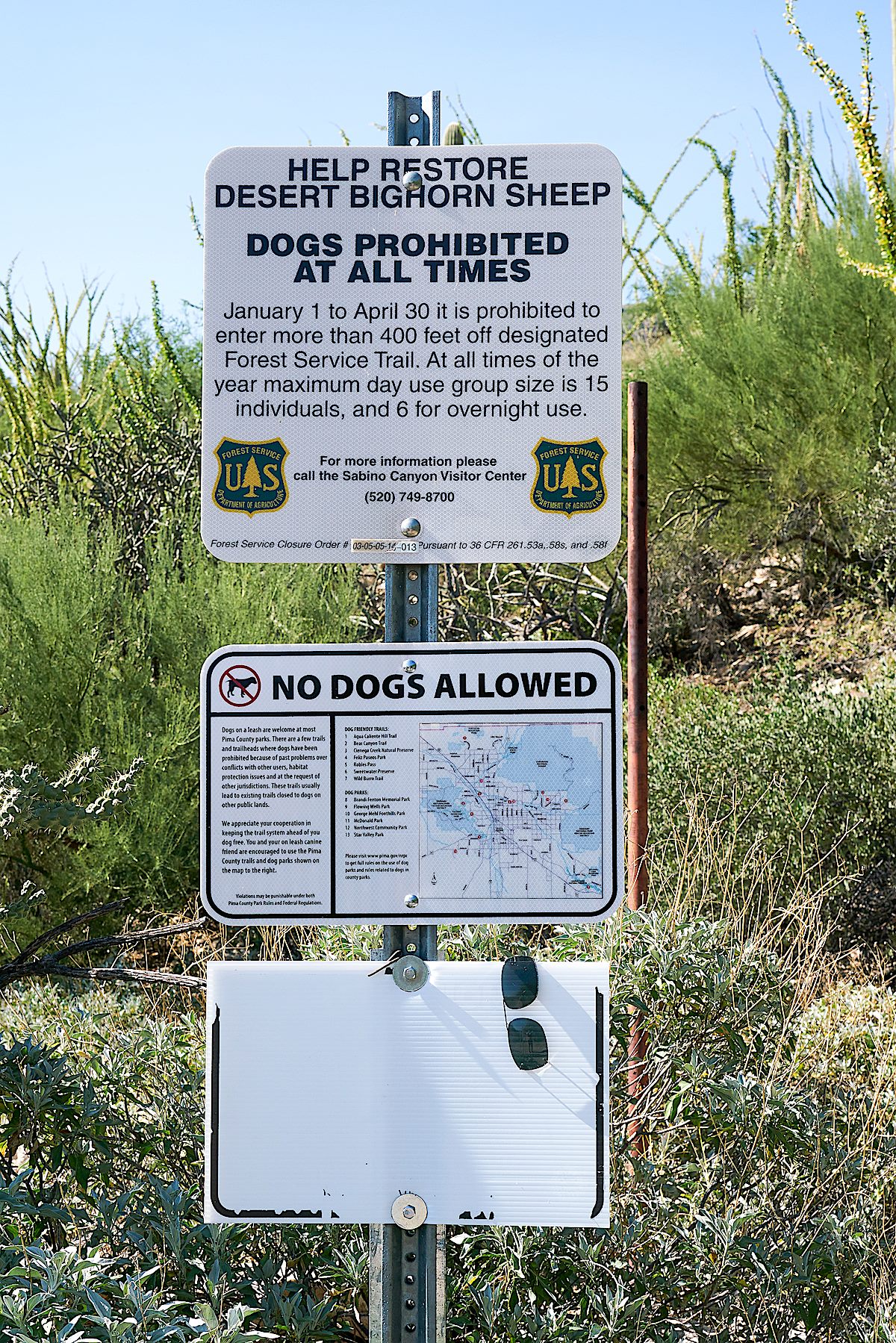 Trail sign at the start of the trail. August 2017.