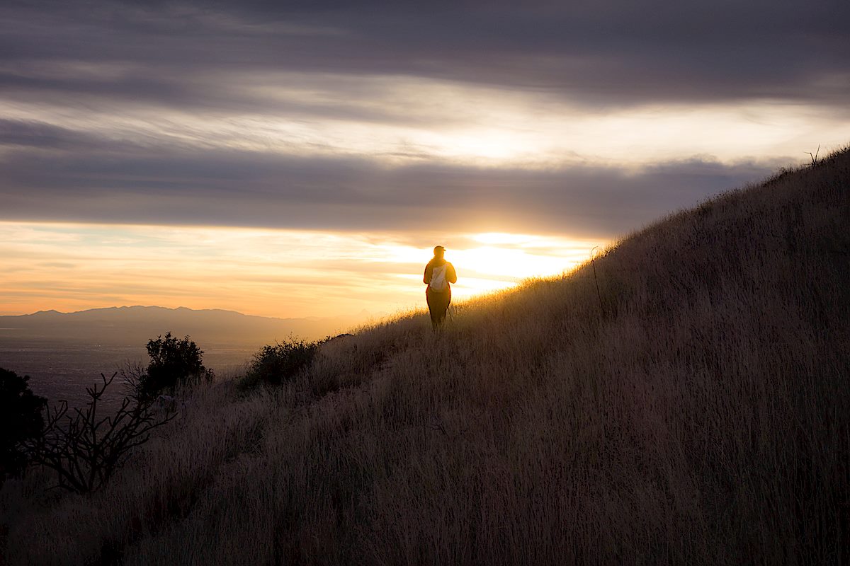 Hiking into the sunset. December 2014.