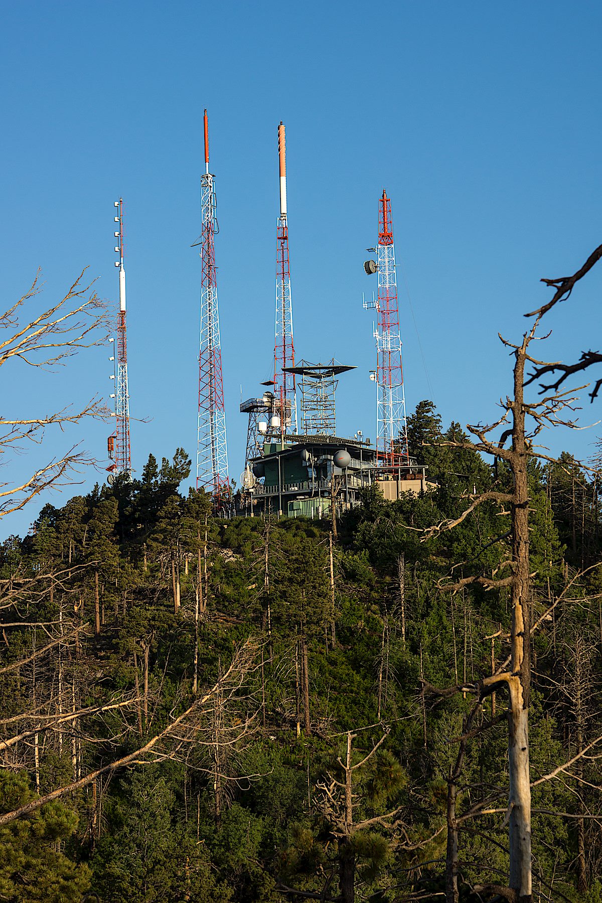 Buildings and Towers on Mount Bigelow. July 2013