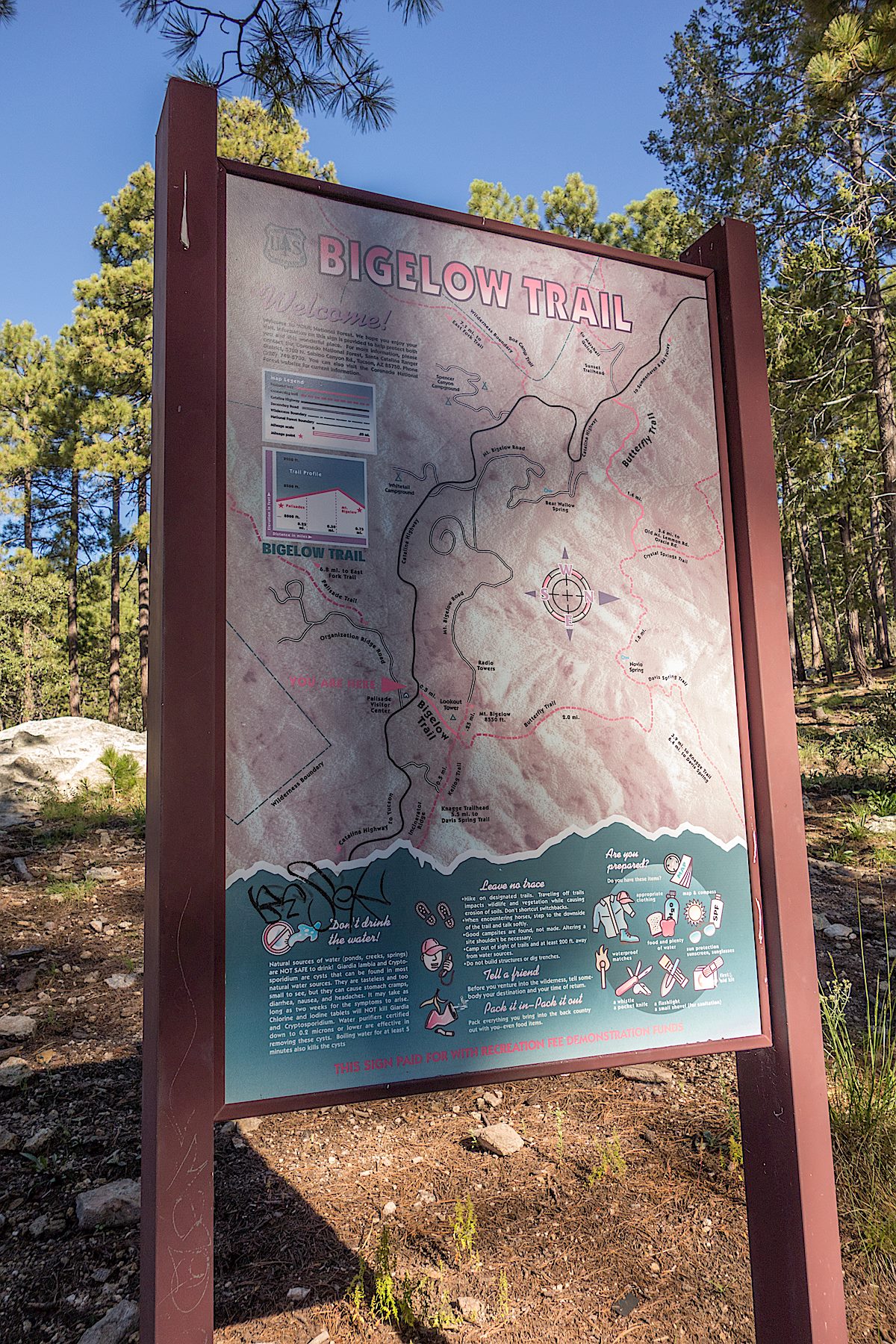 Trail Map Sign at the Bigelow Trailhead. September 2014