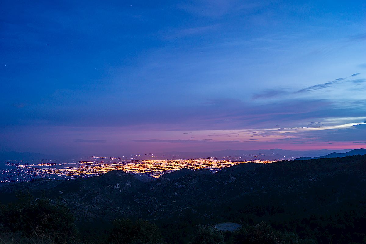 Tucson city lights from the Incinerator Ridge Trail. July 2013.