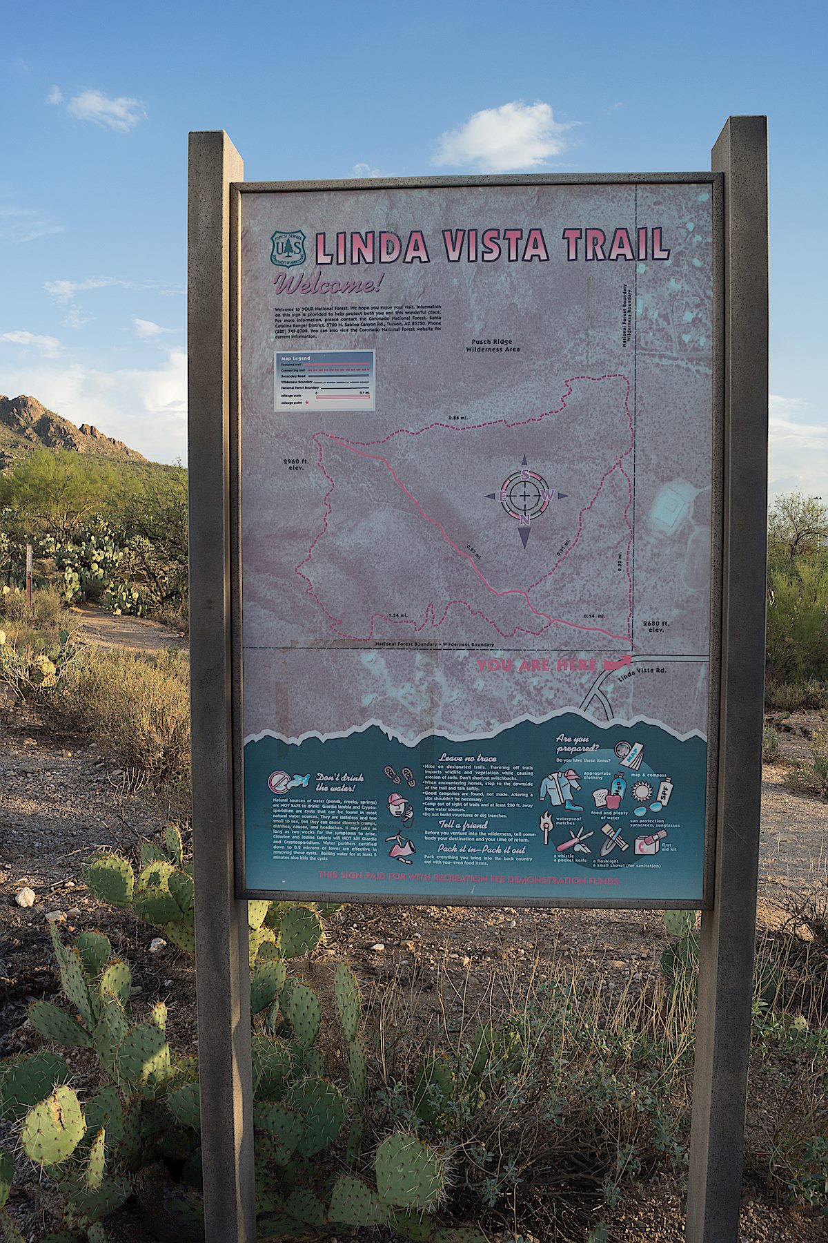 Adopt a Trail sign at the Linda Vista Trailhead - Family, Friends and Fans of Seth George. August 2014.
