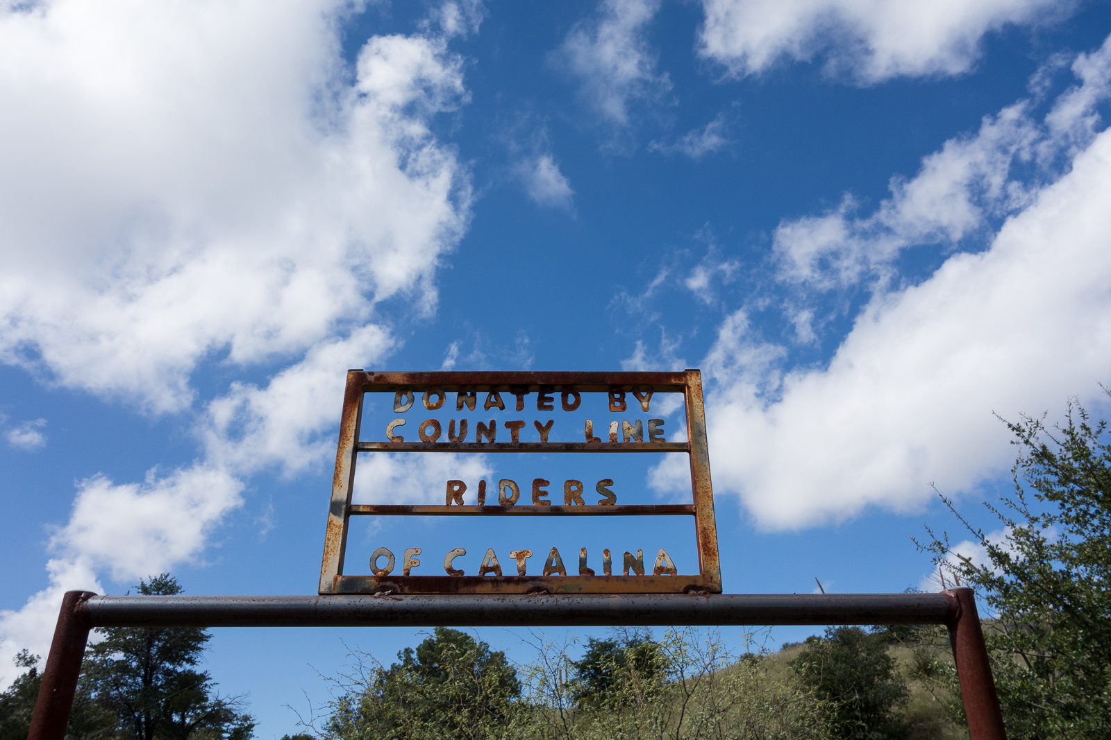 'Donated by County Line Riders of Catalina'. October 2015.