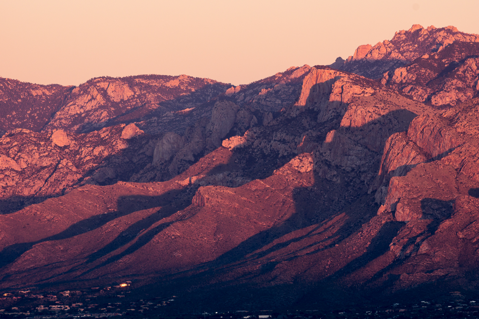 Pusch Ridge - end of the day - from Safford (Sombrero) Peak in the Tucson Mountains. November 2015.