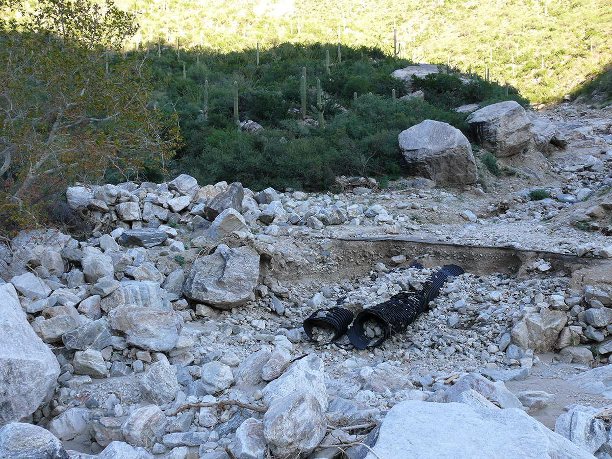 10 years ago - road damage in Sabino Canyon after heavy rains. July 2006.