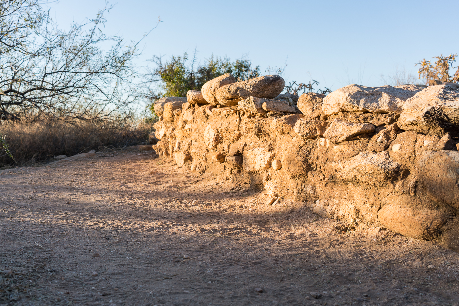 Reconstructed Romero Ranch Wall in the Romero Ruin. January 2016.