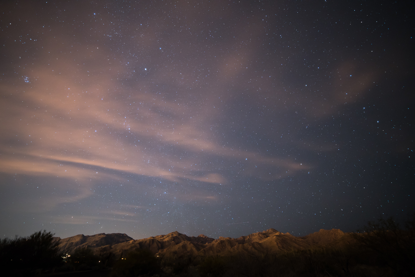 Clouds and Stars above the Santa Catalina Mountains. February 2016.