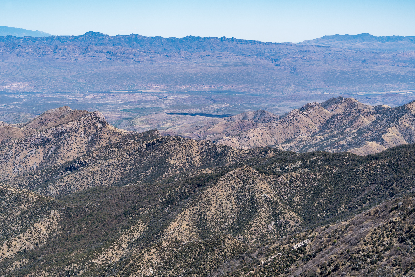 Points 5810 and 5817 on the left, Evans Mountain on the right. April 2016.