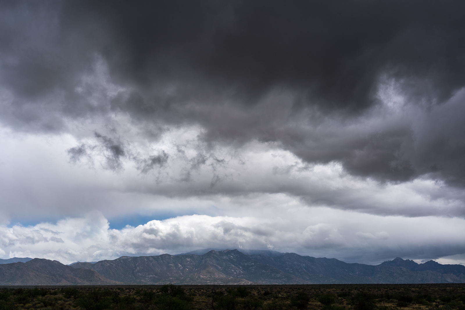 Storm over Samaniego Ridge - above Rainbows End Wash west of Double Tank. March 2016.