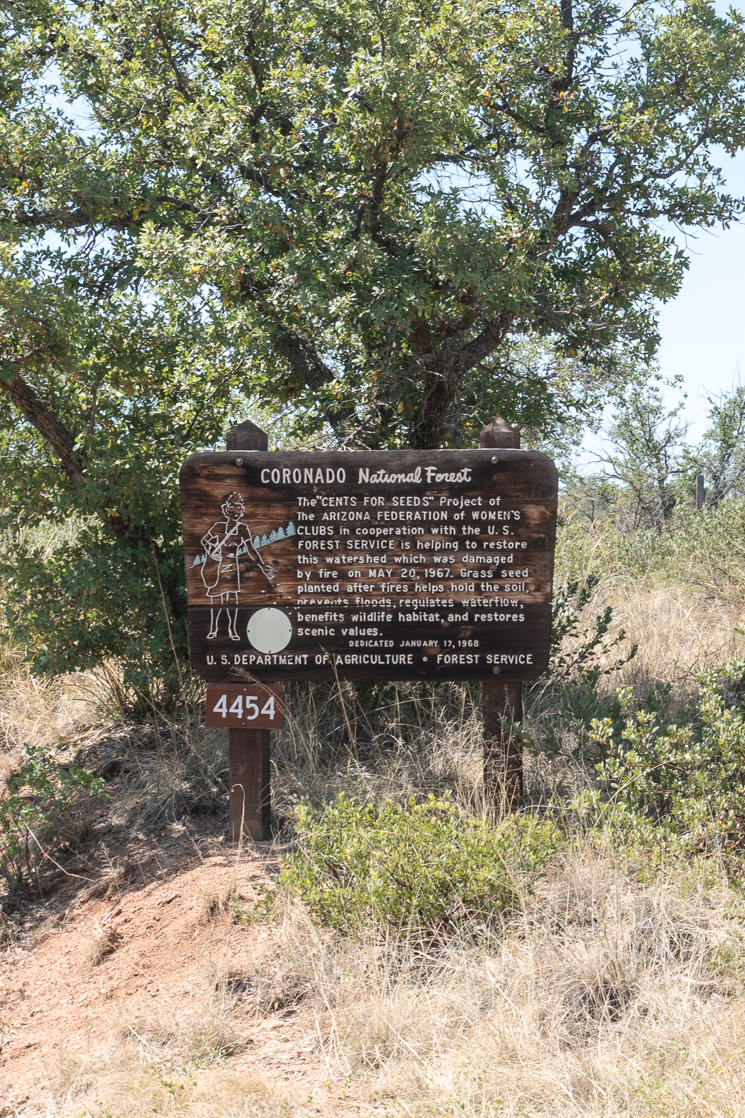 Cents for Seeds sign at FR4454. June 2016.