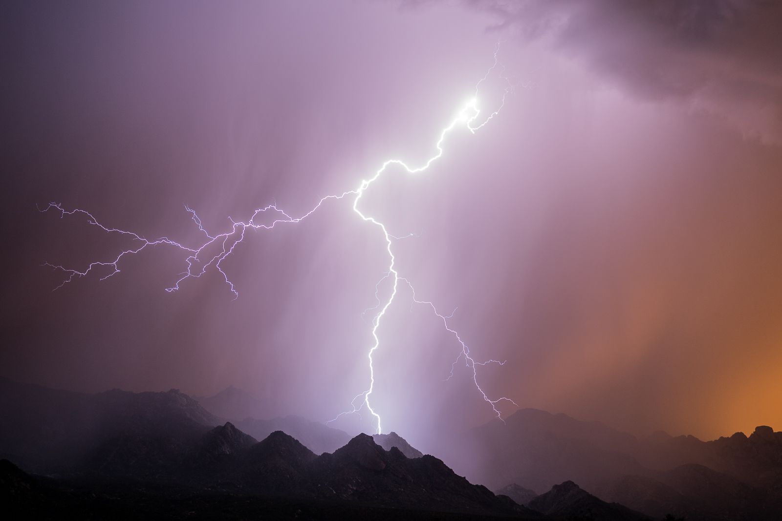 Lightning over the west side of the Santa Catalina Mountains. July 2016.