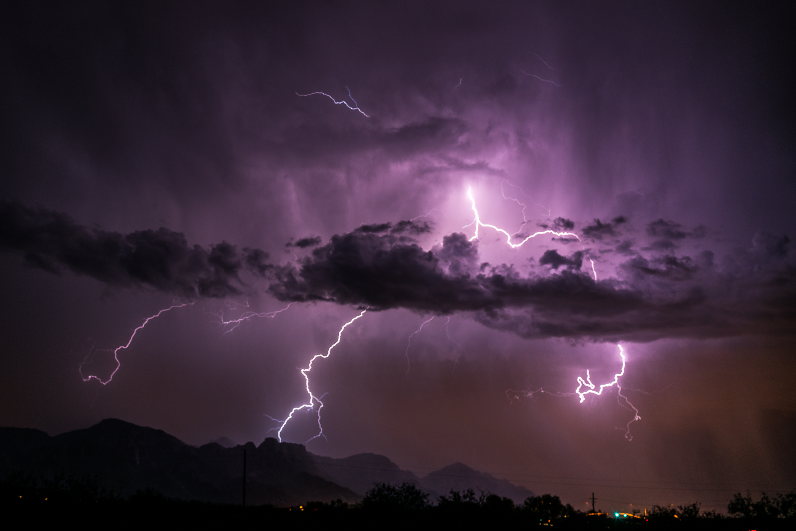 Lightning and storm over the Santa Catalina Mountains. August 2016.