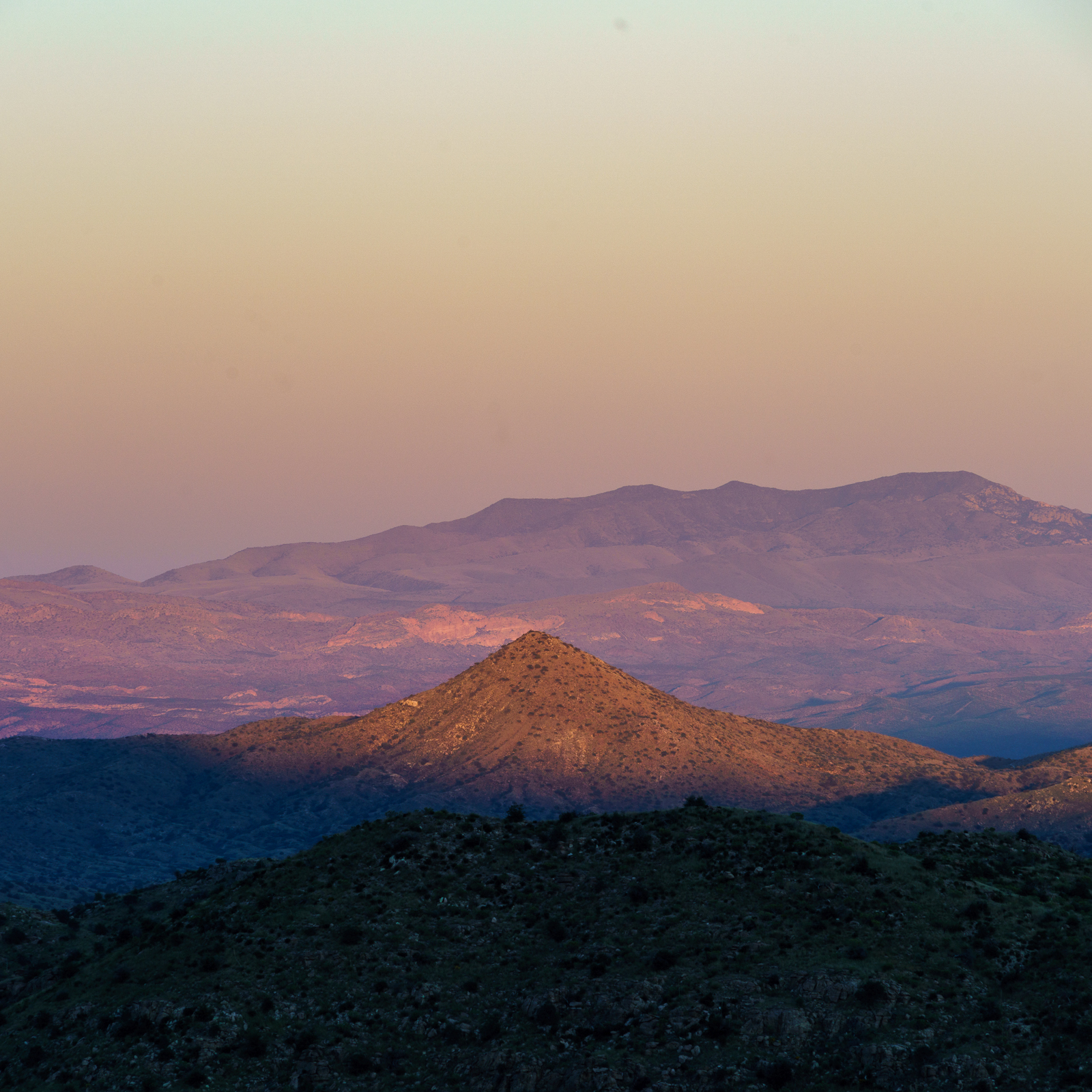 Piety Hill and the Winchester Mountains in sunset light. October 2016.