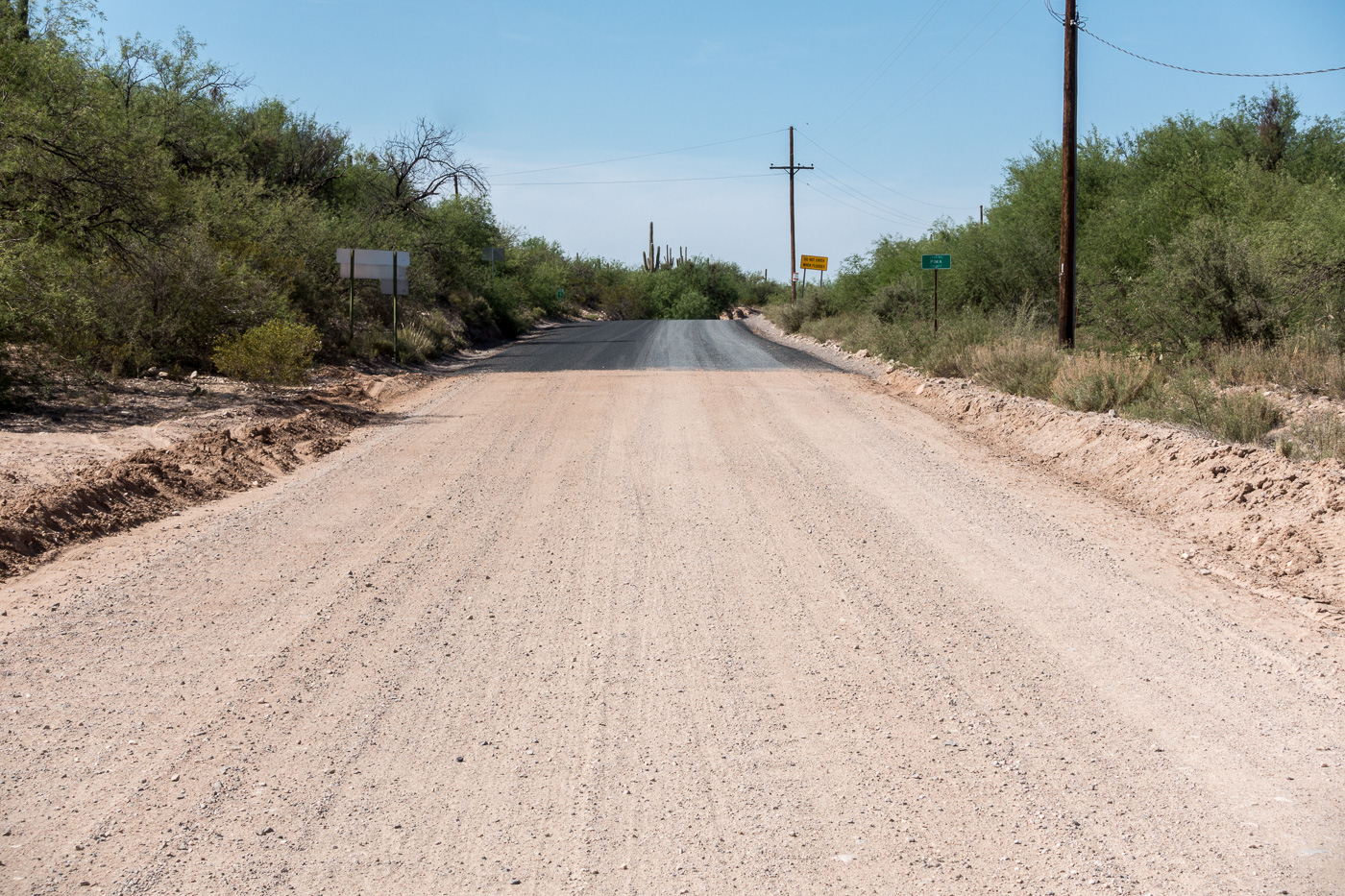 New pavement in the distance at the Pinal County line. April 2017.