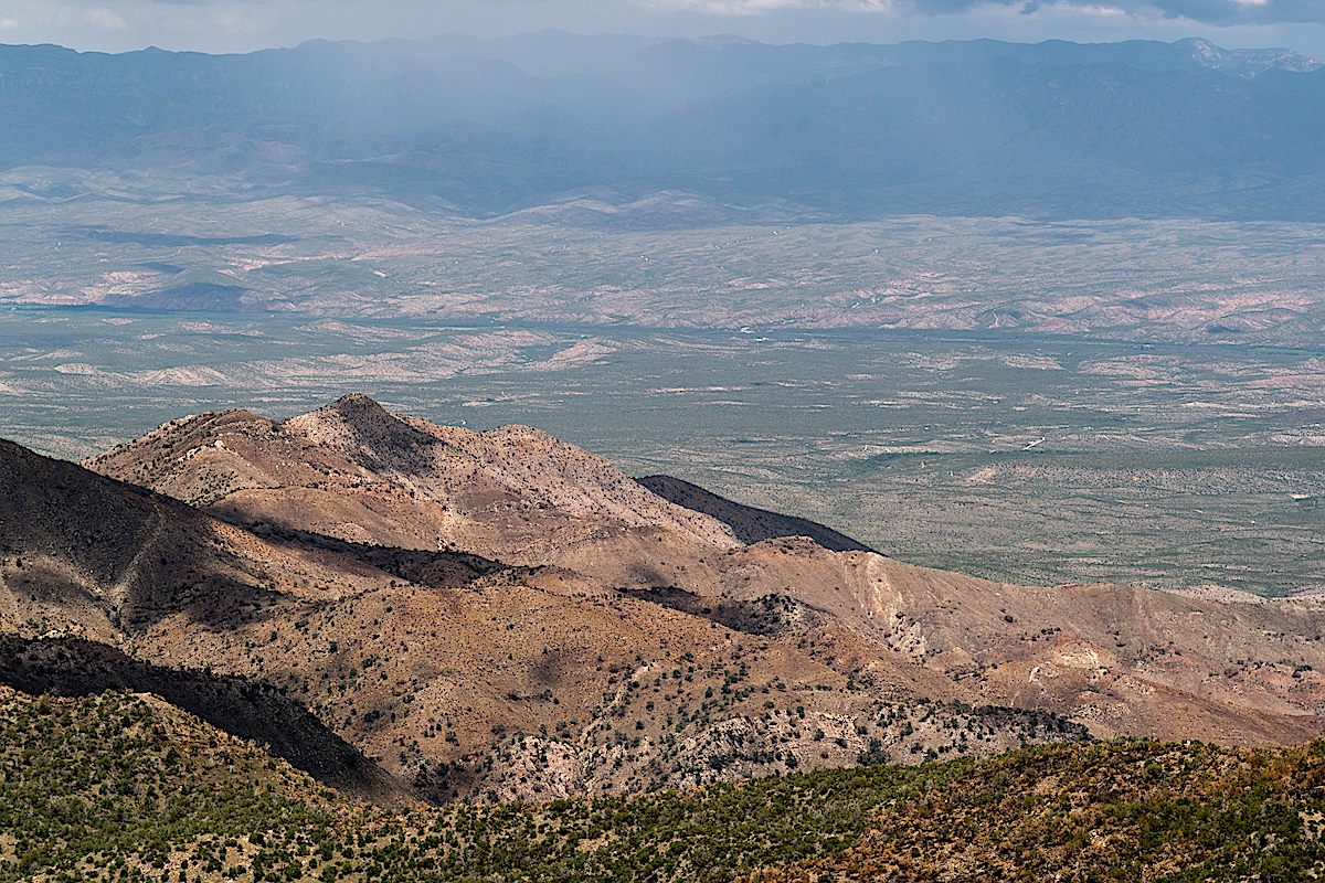 Evans Mountain - the Burro Fire was stopped at Edgar Canyon on the other side of this ridge. July 2017.