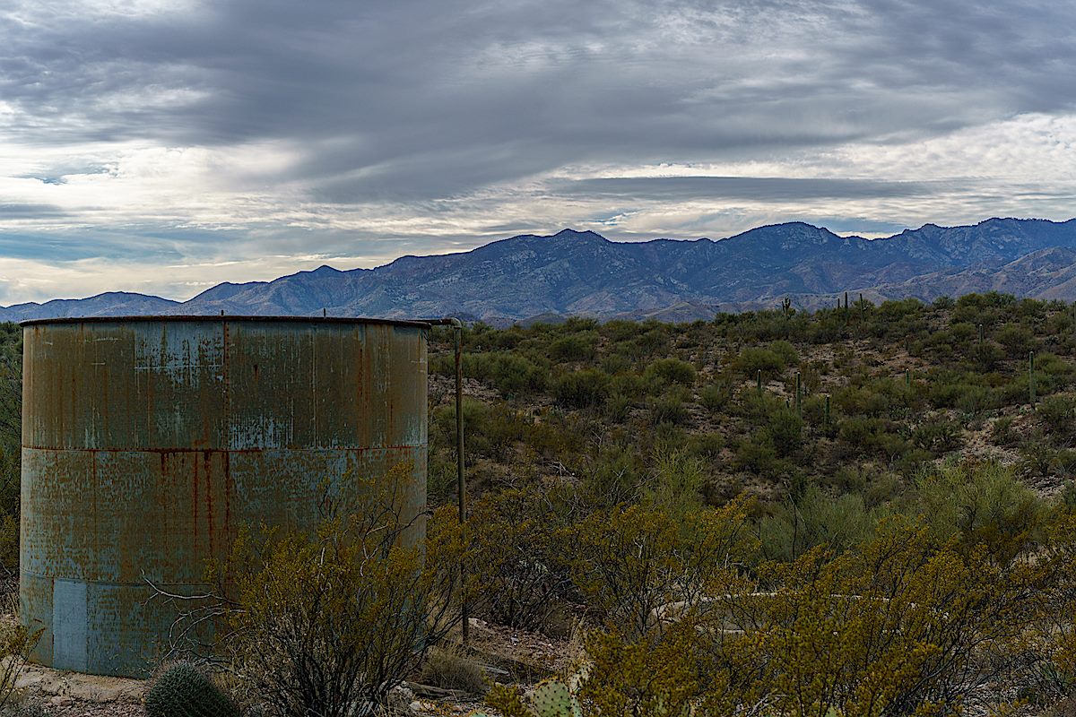 An abandoned tank south of the Brush Corral Road near the proposed SunZia route. January 2018.