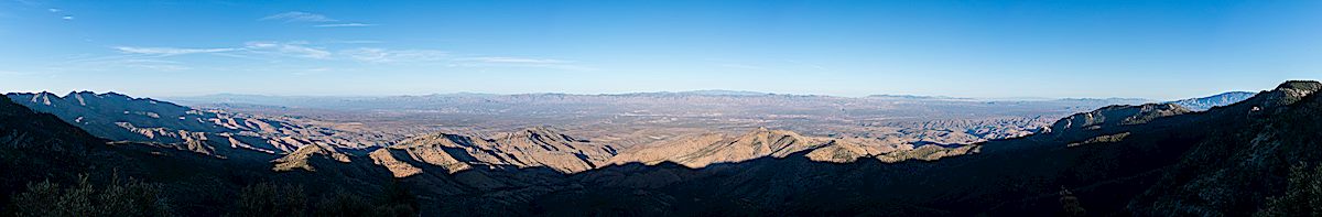 A huge view down into and across the San Pedro River Valley from Point 7556 off the Knagge Trail. February 2018.