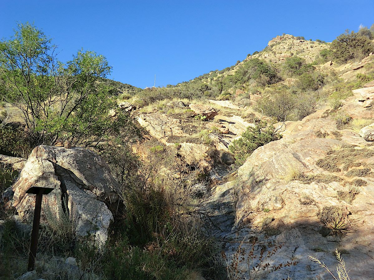 The official end of the Pontatoc Canyon Trail - now a bit of an obscure landmark with the last section of the Pontatoc Canyon Trail an off-trail adventure. November 2012.