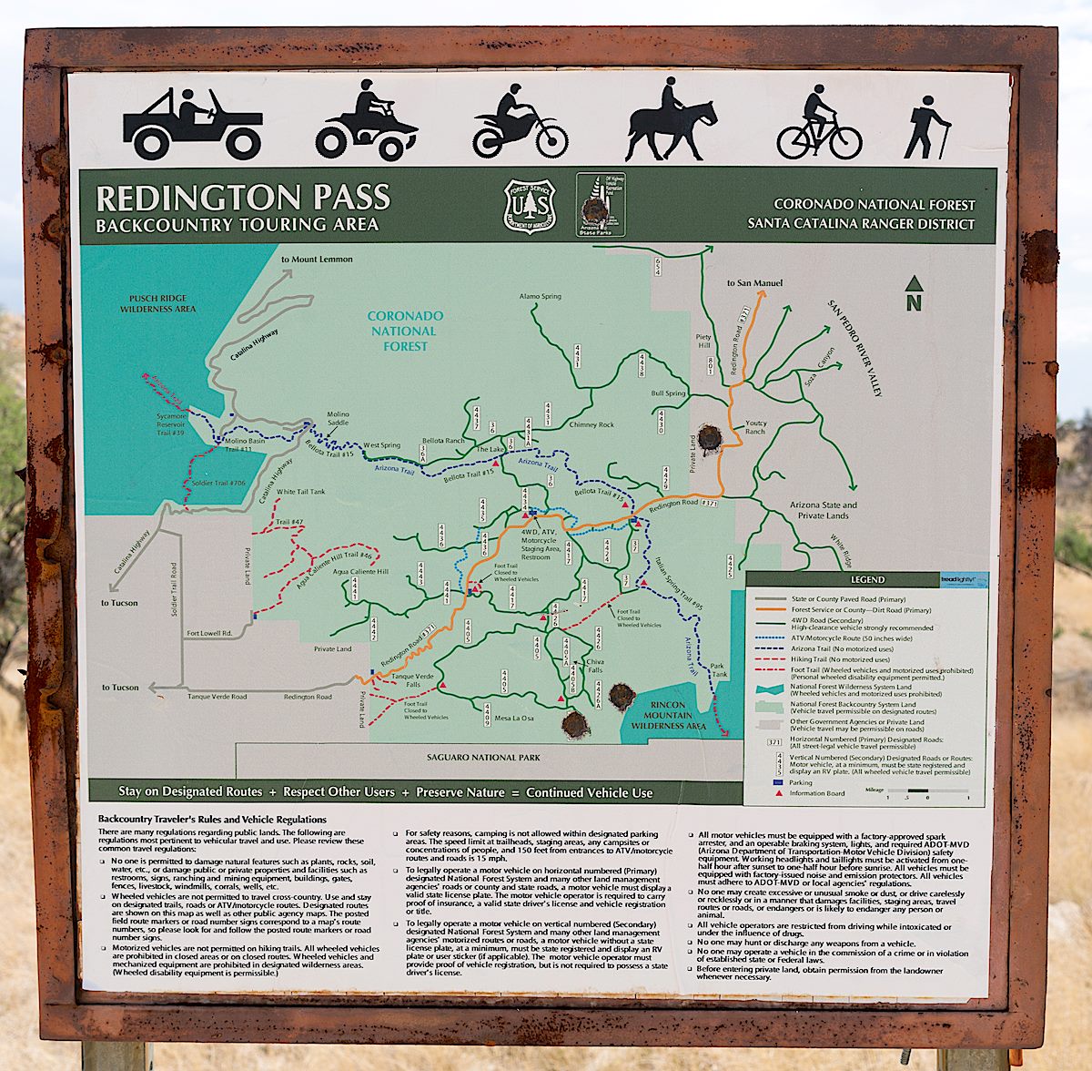 A map of the Redington Pass Backcountry Touring Area. June 2016.