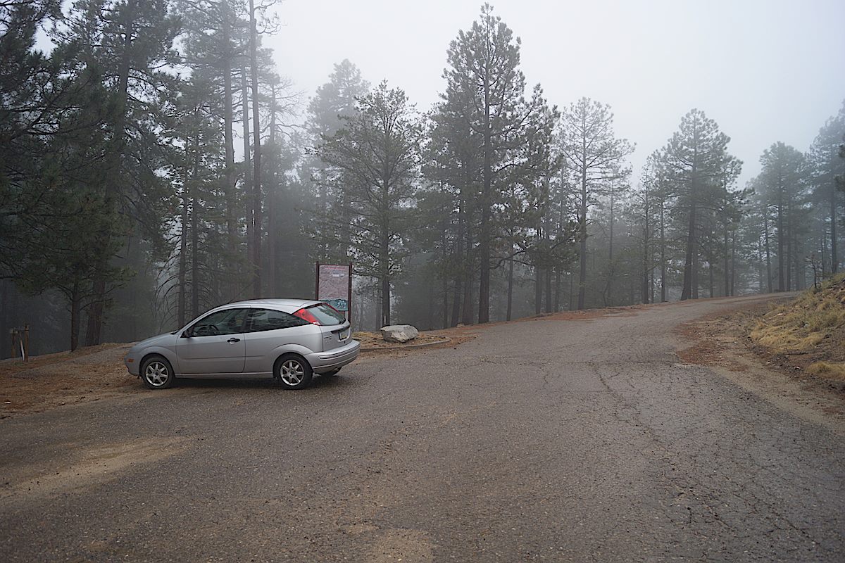 A stormy day at the Sunset Trailhead. March 2014.